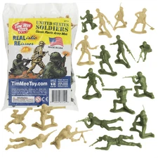 TimMee Processed Plastic Army Men 48pc Tan & OD Green Tim Mee Toy Soldier Figure