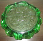 Vintage MCM Clear Green Glass Ashtray Flower Floral Magnolia Mid Century Modern — photo 8