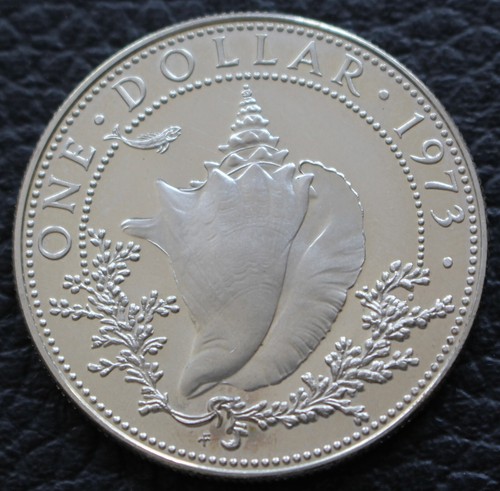 1973 LE BAHAMAS MONETA DA 1 DOLLARO .800 ARGENTO NON CIRCOLATA - Elisabetta II