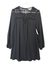 Decree Black Line Dress Collar With Lace Women's Size S NWT