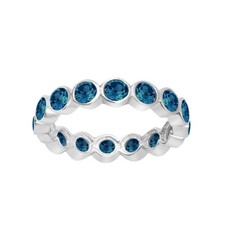 3MM Round London Blue Topaz 925 Sterling Silver Eternity Band Stackable Ring