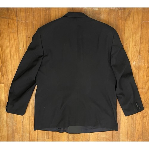 Vintage Mens Double Breasted Tuxedo Blazer Size 44R 1980s Black Sport Coat - Picture 5 of 7
