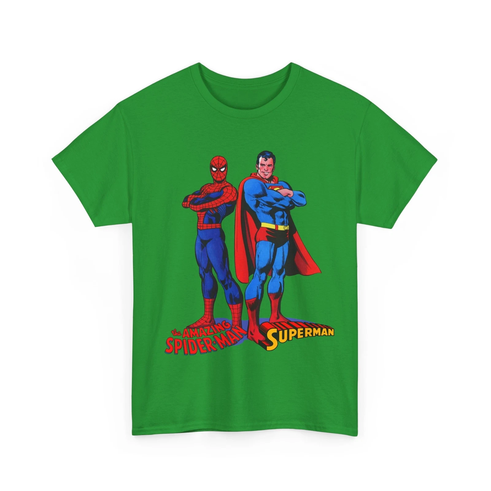Amazing Spider-man, Superman T-Shirt - 1970s D.C Comics & Marvel Team-Up