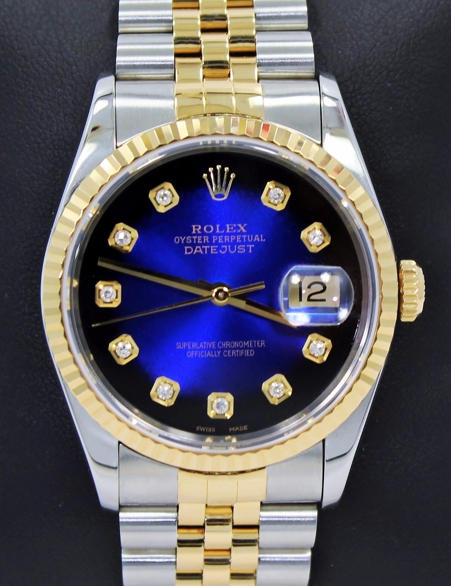 Rolex Datejust 16233 69173 For HER & HIM 18K YG & SS Blue Viniet