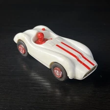 Vintage 1961 Eldon Slot Car, White Red Stripes Ferrari Grand Prix Racing, 1/32 .