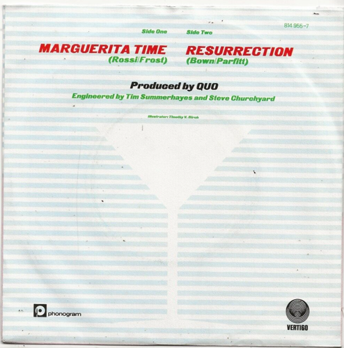STATUS QUO MARGUERITA TIME ORIGINAL 1983 SINGLE FROM NETHERLANDS, MINT - Picture 2 of 2