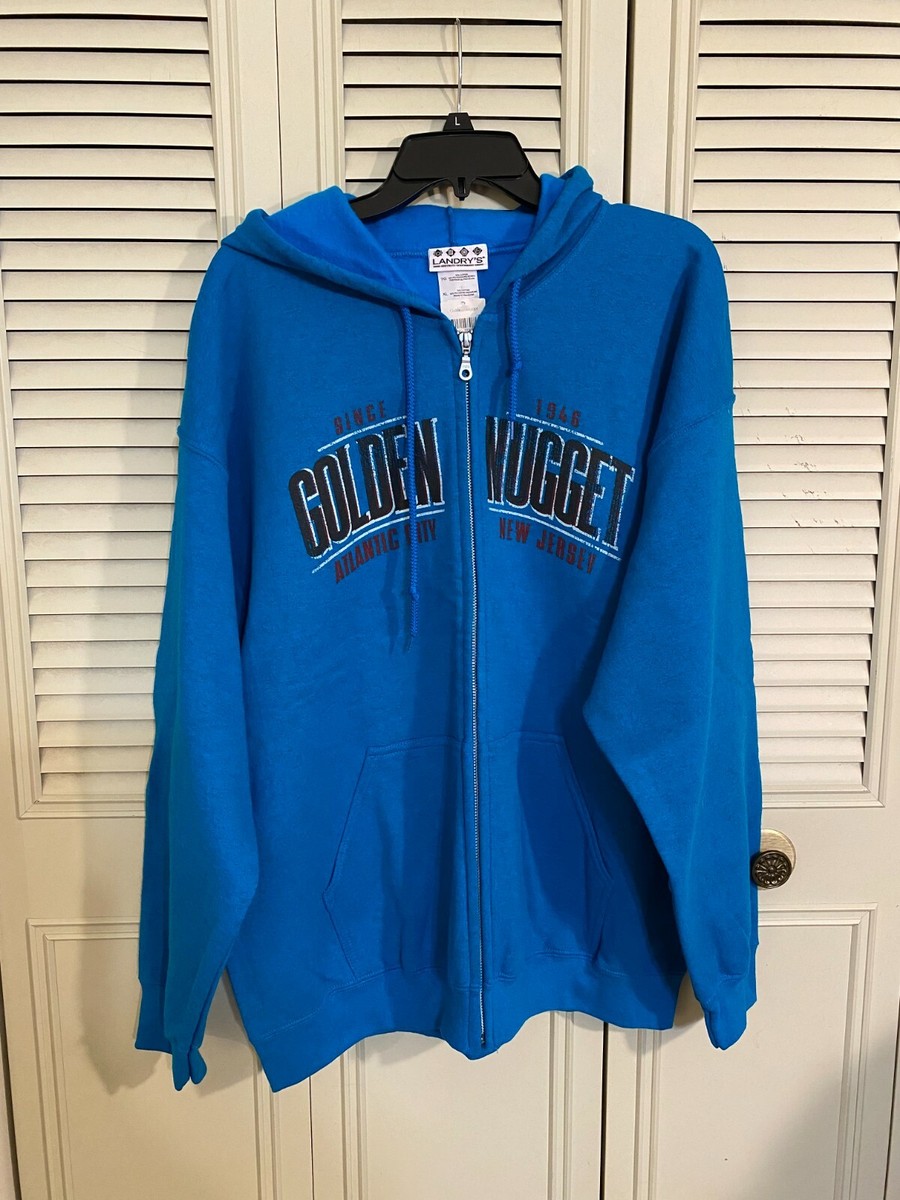 NWT Golden Nugget Atlantic City Adult Zip Up Hoodie Jacket Blue