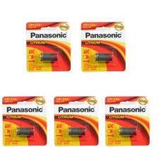 5 Pcs Panasonic CR123 CR 123a 123 3V Lithium Battery, SEALED