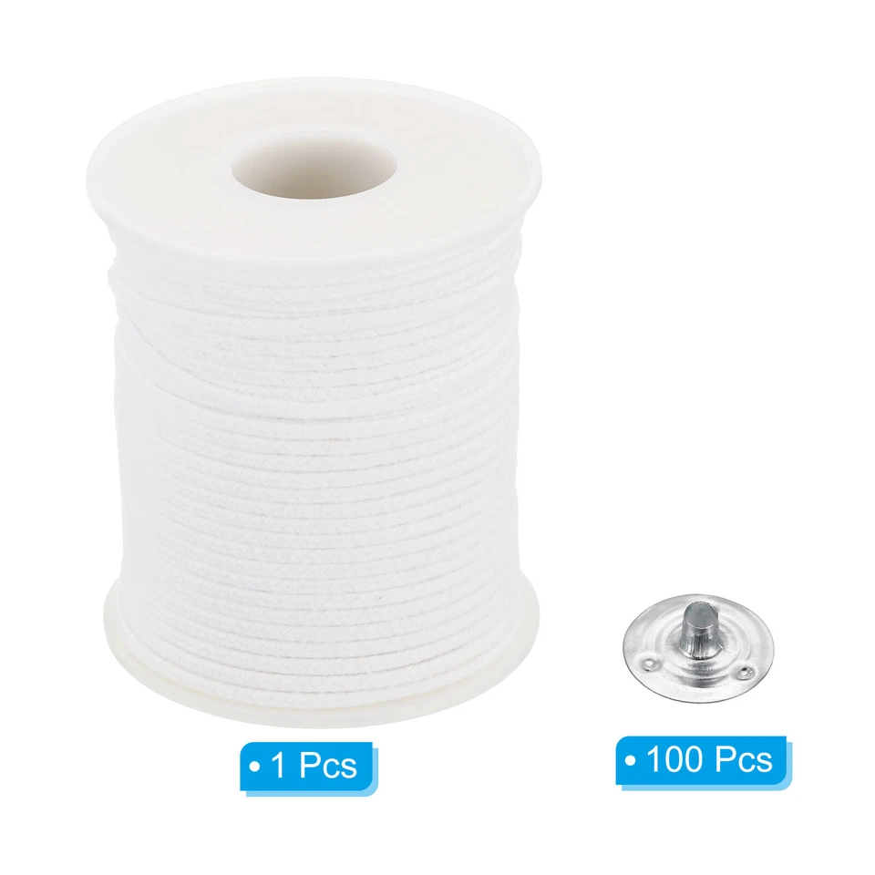 200Ft Trenza Vela Mechas, 30 PLY Algodón Vela Mecha Carrete con Metal Vela Mecha - Imagen 3 de 4