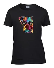 Ladies Dean Russo Boxer Cubism Neon Fluorescent Dog Women's T-Shirt