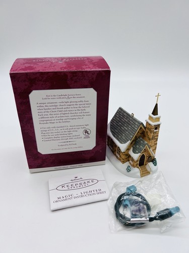 HALLMARK KEEPSAKE ORNAMENT THE STONE CHURCH CANDLELIGHT SERVICES MAGIC SERIES 98 - Picture 2 of 12