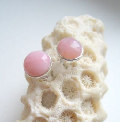 Ohrringe, Ohrstecker mit Andenopal, 925er Silber - Pink Opal - Rosa - Pink