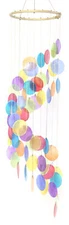 Wholesale Lot- 6 PIECES Rainbow Colored Spiral Capiz Chime Windchime 31.5 Inches