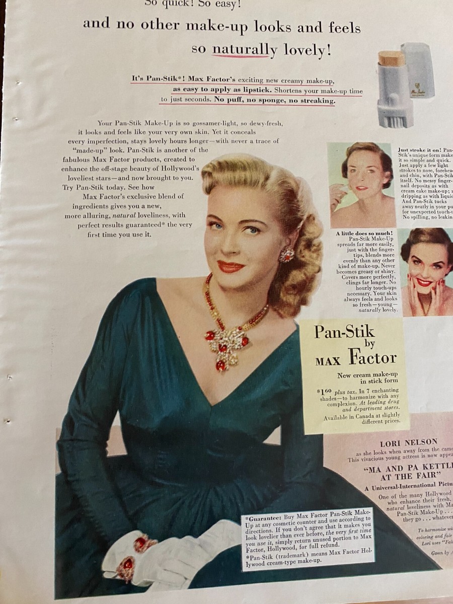 Lori Nelson, Max Factor Cosmetics, Full Page Vintage Print Ad, a 