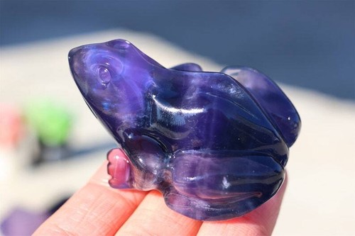 2.4" Natural Carved Fluorite Frog Reiki Crystal Creative Skull Decor gift 1pc - Imagen 7 de 10