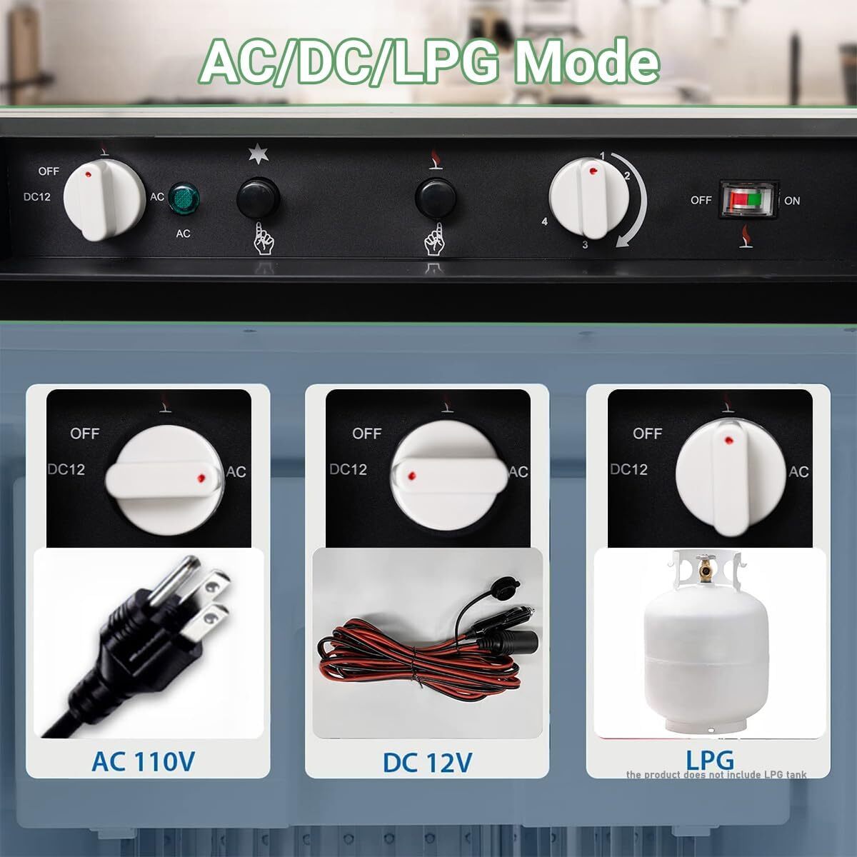 12V 110V Propane Refrigerator Freezer for Outdoor Camper