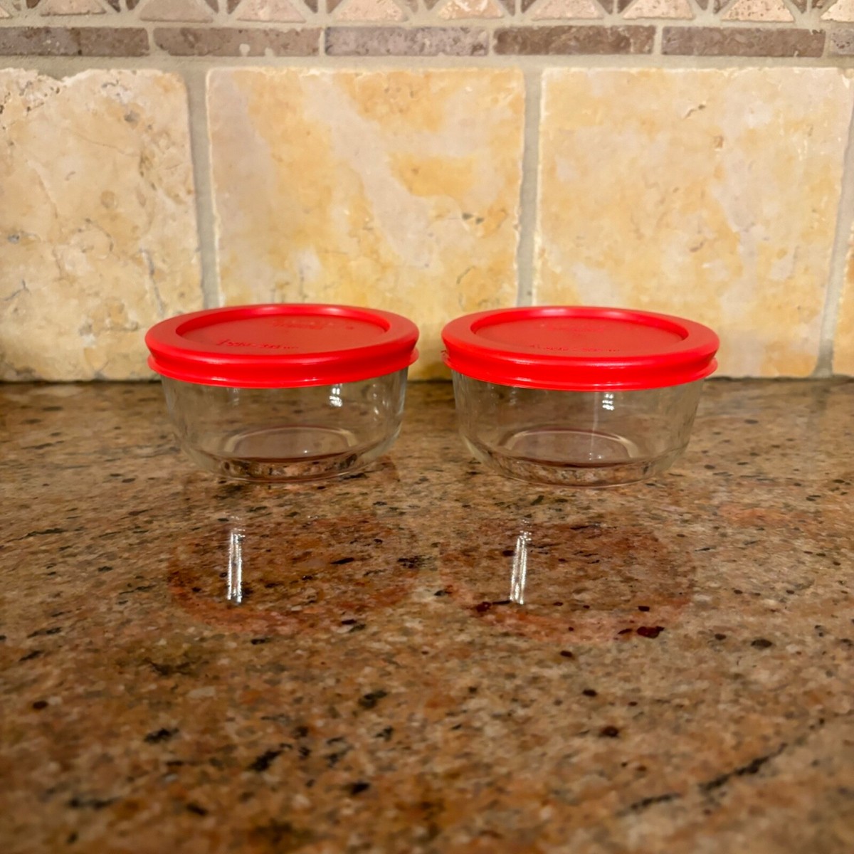 Set of Pyrex 7202A Cup Clear Round Glass Food Storage Bowl