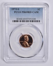 1973-S Lincoln Memorial Cent 1c PR69 CAM RD PCGS Blue Lbl