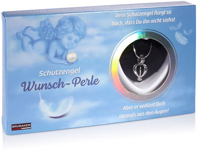 Schutzengel Wunschperle Muschel Perle mit Kette Halskette Engel-Anhänger
