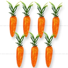 7 x Easter Carrots Easter Crafts Glitter Mini Carrot Decoration Bonnet Hat Egg 