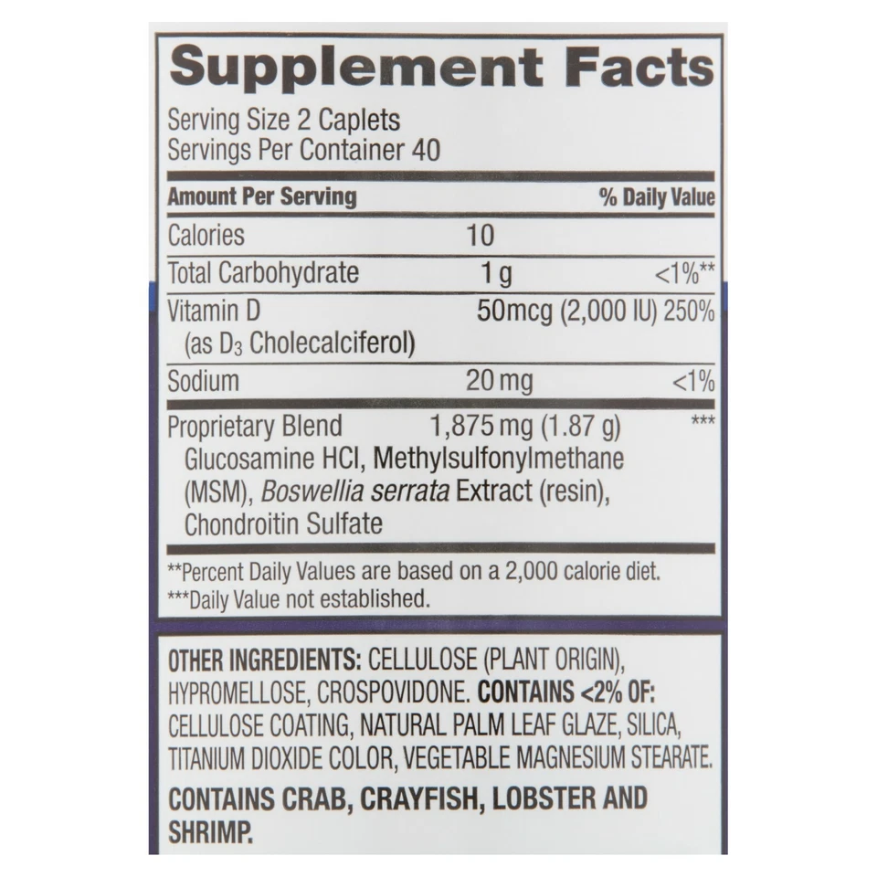 Equate Glucosamina Condroitina MSM + Comprimidos Recubiertos de Vitamina D 80 Ct Articulaciones Óseas+ Foto 3 de 3