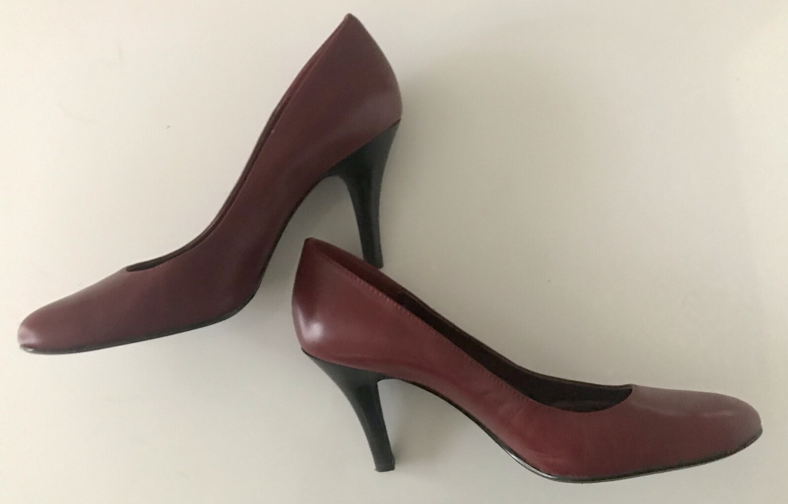 M Patrick Dionne Burgundy Leather Classic Pumps High Heels Round Toe Size  6M | eBay