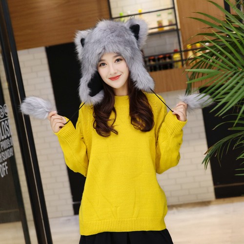 Women Faux Fur Hat Russian Ushanka Cute 