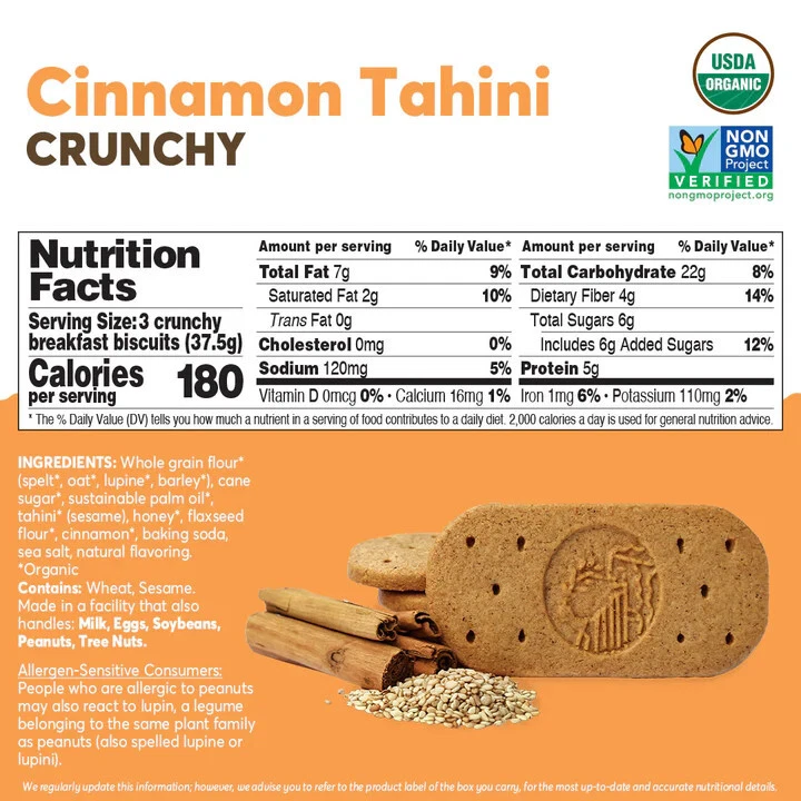 Galletas Olyra Desayuno Canela Tahini 32 OZ NUEVAS SELLADAS HECHAS EN EE. UU. (PAQUETE DE 6) Foto 3 de 3