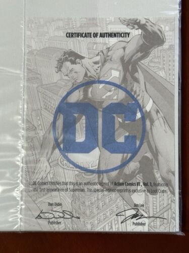Superman Action Comics #1 Loot Crate ristampa sigillato con certificato di autenticità! Spedizione gratuita - Foto 2 di 4