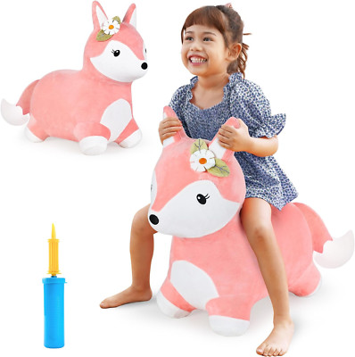 Bouncy Pals Pink Fox Hopping Horse, Toddler Girls Inflatable Bouncing