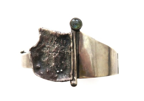 Modernist GEORG KRAMER 835 Silber Armreif/ Armspange mit Labradorit - Bild 3 von 10