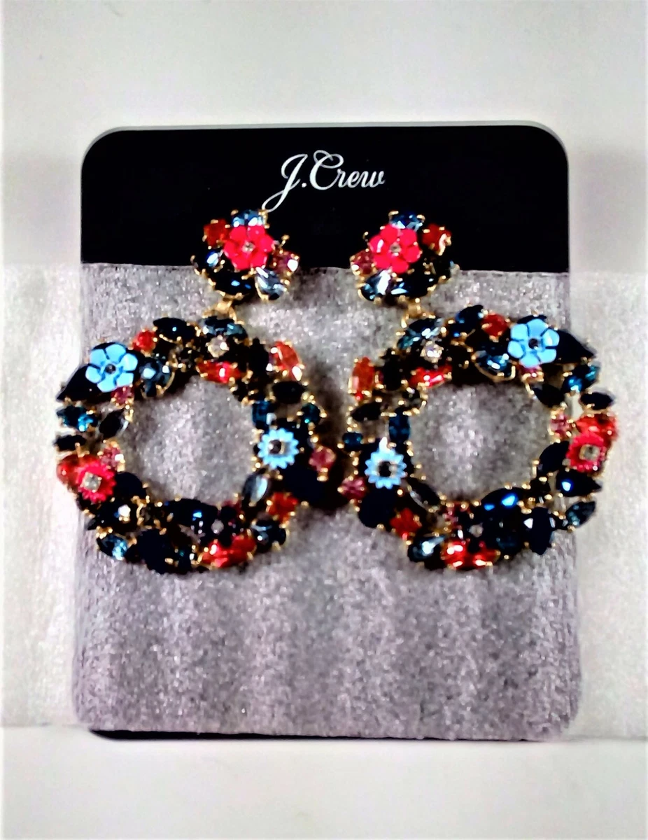 J crew colorful hotsell floral hoop earrings
