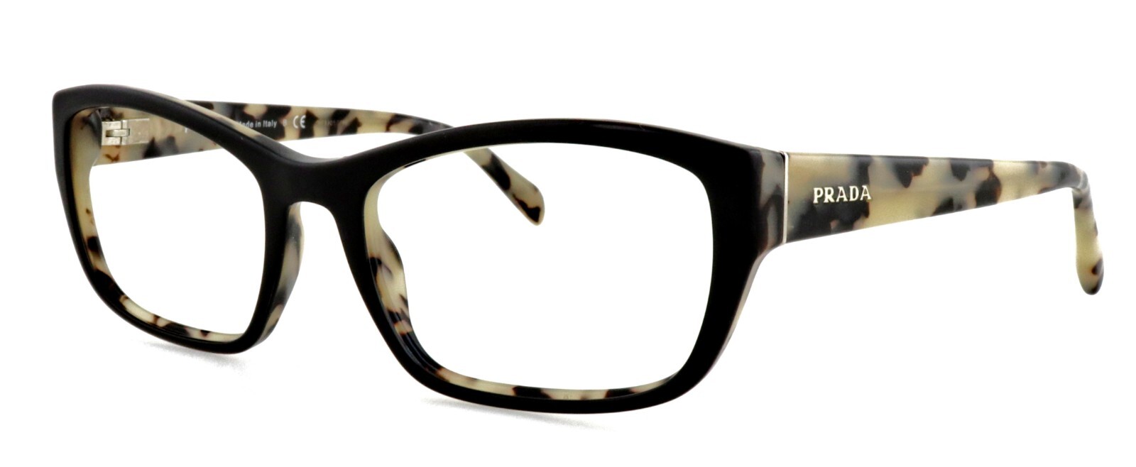 Prada VPR18O ROK-1O1 54mm Black Leopard Tortoise Eyeglass Frames Made in Italy