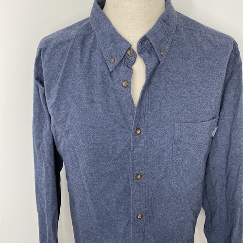 Woolrich Men's Button Down Shirt Mens 2XL Blue Chamois Long Sleeve Cotton - Picture 2 of 9