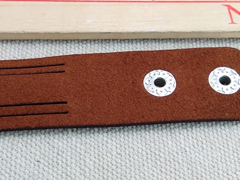 Vintage Paparazzi Leather Bracelet w/ Rhinestone Accents 9" Brown - Image 3 of 4