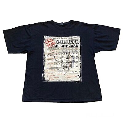 Ghetto Report Card Rap Tee Rhinestones T-Shirt Size Men's Ghetto Report Card Rap Tee Rhinestones T-Shirt Size Men's