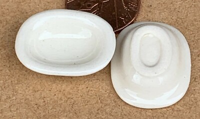 Dollhaus Geschirr 2x Crem Porzellan Servierschale 2,5cm x 2cm 1:12 Tumdee