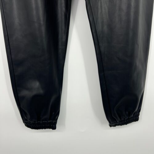 Zara Joggers Womens Size Small Black Faux Leather Pants Pull On High Waisted - Picture 5 of 9