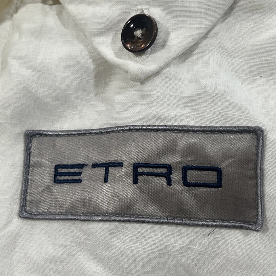 Blazer Hombre Etro Off White 52Sin Forro Lino Verano Diseñador Italiano EE. UU. 42 Foto 3 de 4