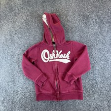 Oshkosh B'Gosh Hoodie Boys 6 Burgundy White Logo Graphic Cotton Pockets Full Zip