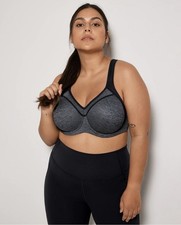 SYROKAN High Impact Sports Bra-Gray Lightly Padded Wire free Racerback 38D NEW.