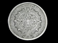 SJ09138 VINTAGE 1974  MAYAN CALENDER  SOUTHWESTERN DESIGN ART BELT BUCKLE