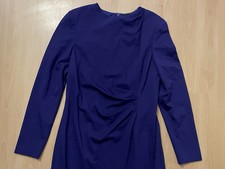 Elie Tahari 12 Grape Purple Draped Neck Ruched Long Sleeve Knit Dress MSR $298
