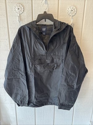 Gap Anorak Jacket Windbreaker Black Packable Mens M Nylon Zip