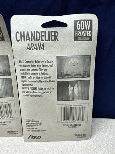 8 Vintage Abco 60W Chandelier Standard Base Bulbs Frosted - Picture 5 of 5
