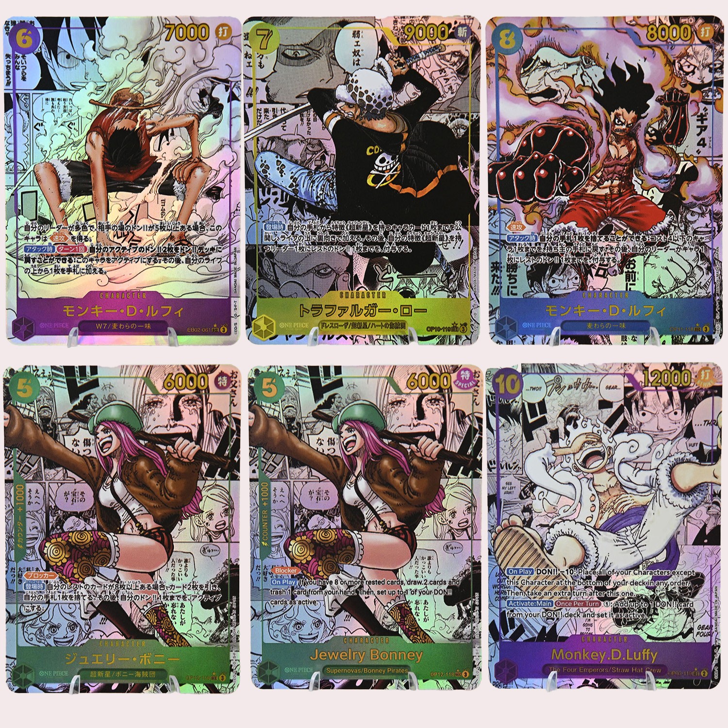 Tarjeta Doujin 6xUna Pieza Luffy Gear Cuarta Quinta Colección Inglés Japonés ACG