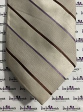 DKNY Silk Ivory Striped Design Adjustable Neck Tie 3.5  New Without Tags 