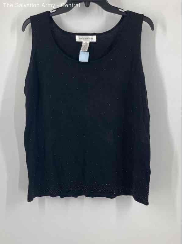 Jones New York Womens Black Palladium Sleeveless Knit Pullover Blouse Top Sz 1X