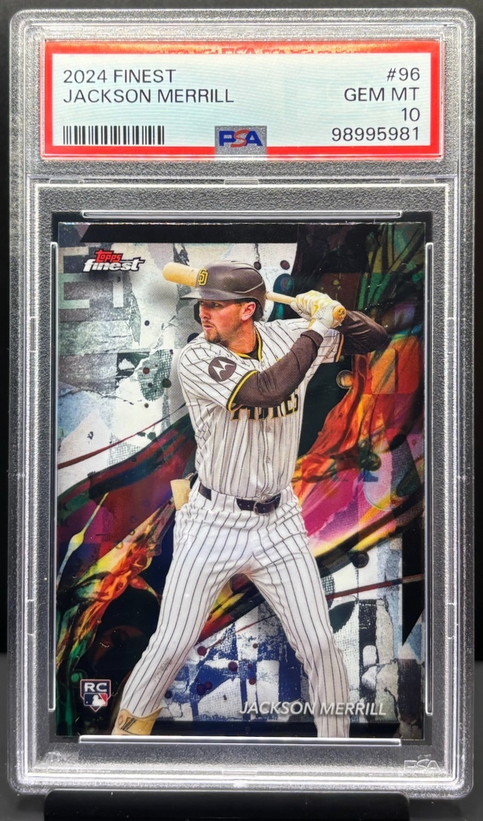 2024 Topps Finest #96 Jackson Merrill Common Rookie RC PSA 10 GEM MINT Padres