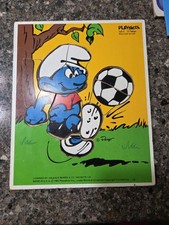 Vintage Playskool Soccer Star Smurf Puzzle Made In The USA 1982